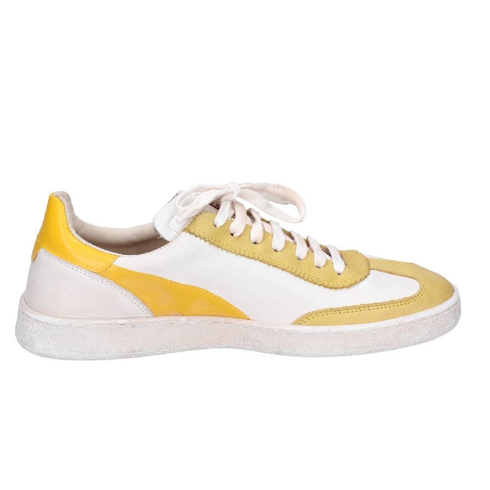 Scarpe Donna MOMA Sneakers Bianco Pelle Giallo 49402A VINTAGE EX506