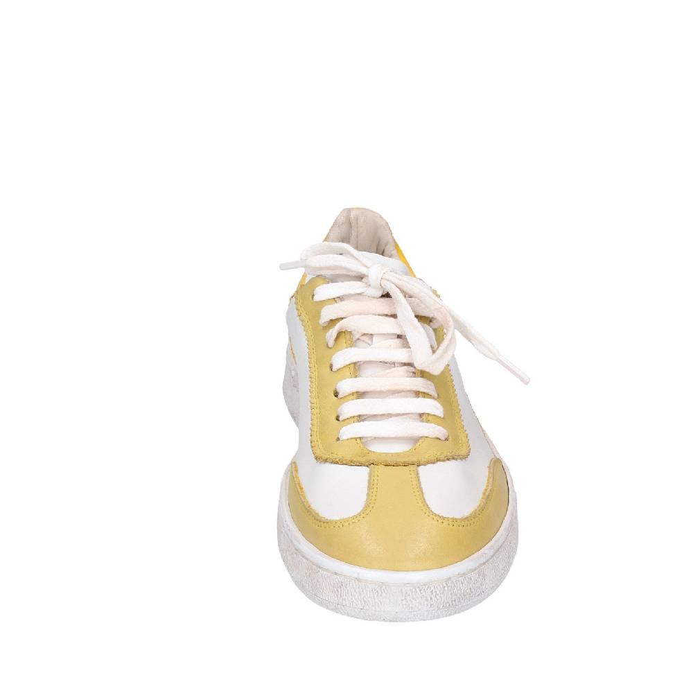 Scarpe Donna MOMA Sneakers Bianco Pelle Giallo 49402A VINTAGE EX506