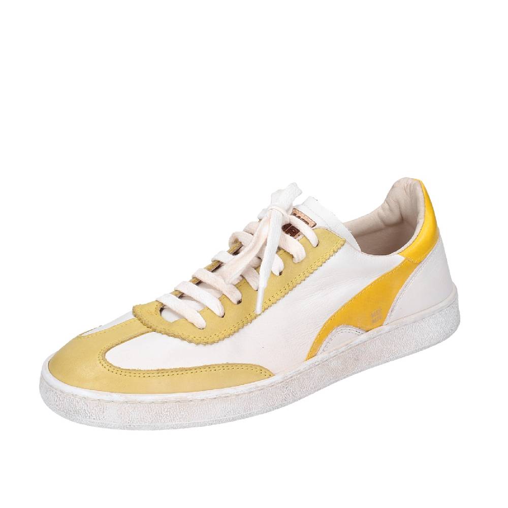 scarpe donna MOMA sneakers bianco pelle giallo 49402A VINTAGE EX506