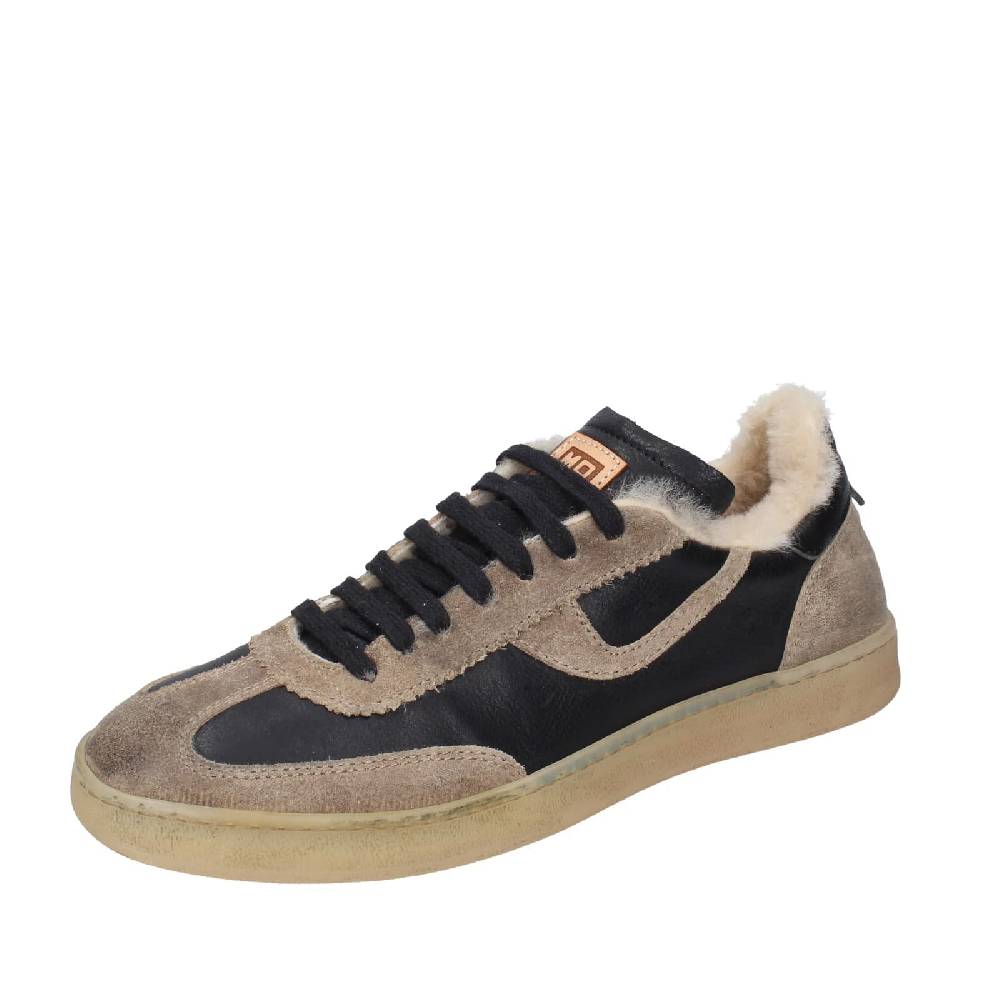 scarpe donna MOMA sneakers nero pelle beige 89301A EY602
