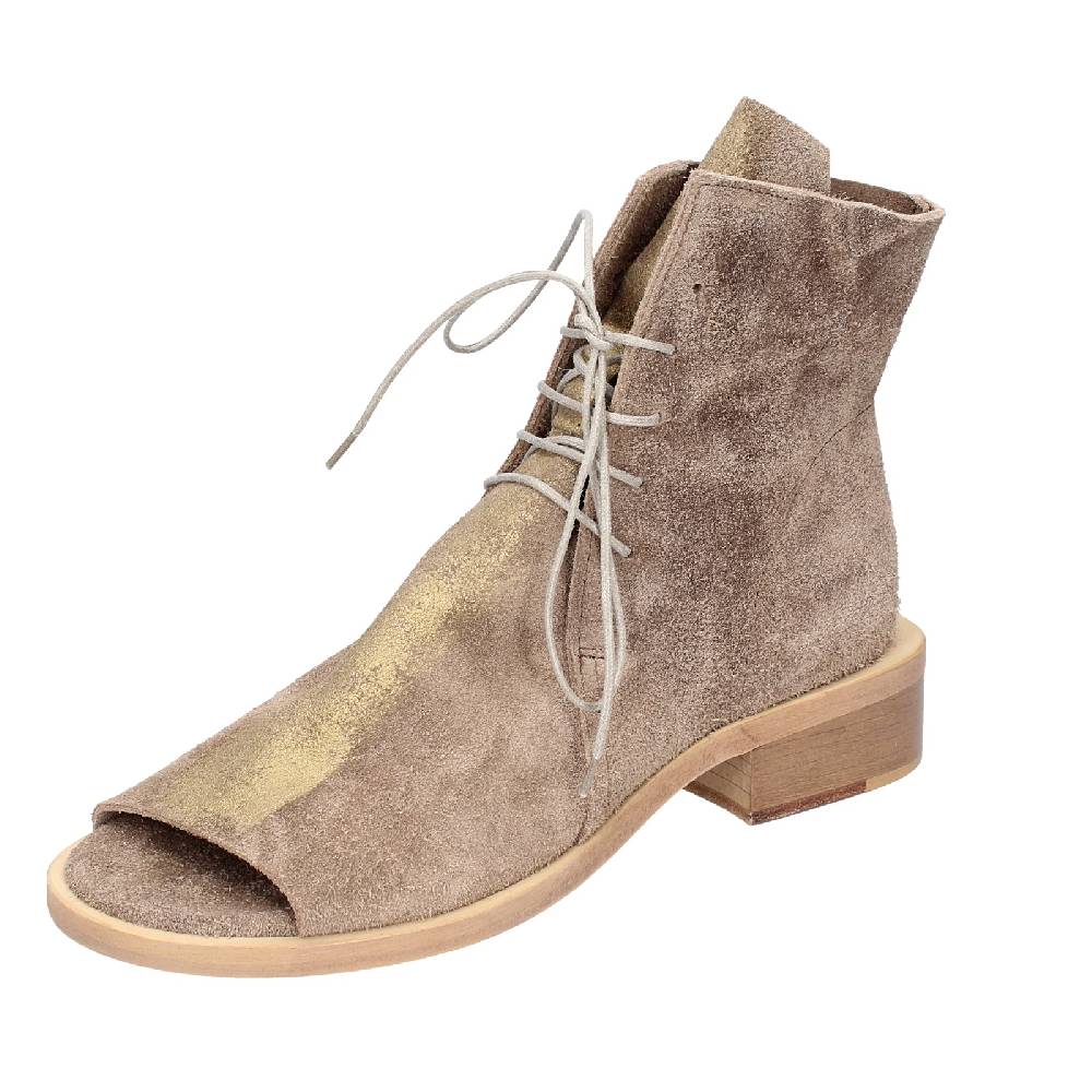 scarpe donna MOMA stivaletti marrone camoscio oro 35402I VINTAGE EX443