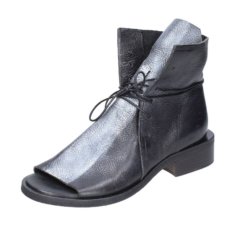 scarpe donna MOMA stivaletti nero pelle argento 35402I VINTAGE EX398