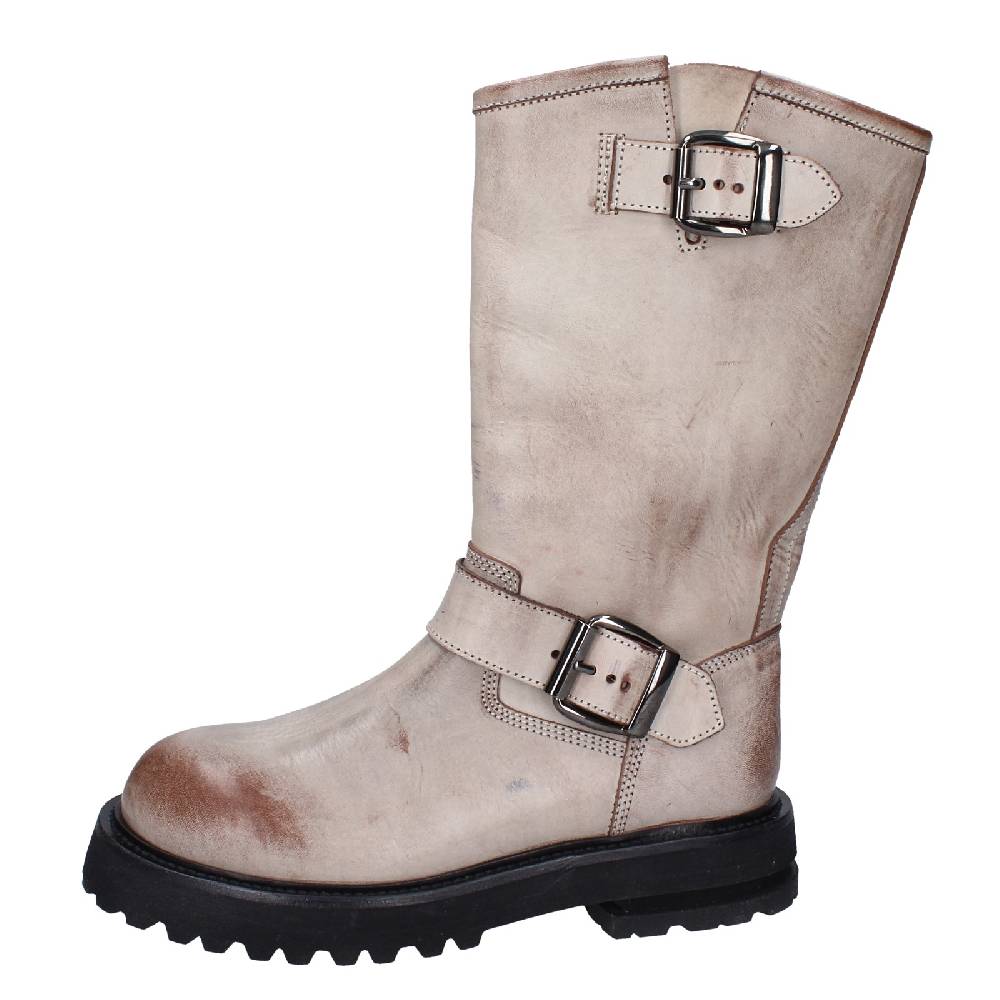Scarpe Donna MOMA Stivali Marrone Pelle Beige 1DW340 VINTAGE EX517