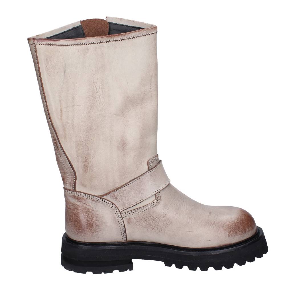 Scarpe Donna MOMA Stivali Marrone Pelle Beige 1DW340 VINTAGE EX517