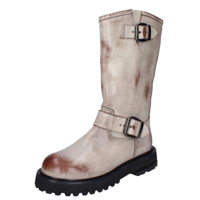 scarpe donna MOMA stivali marrone pelle beige 1DW340 VINTAGE BD924