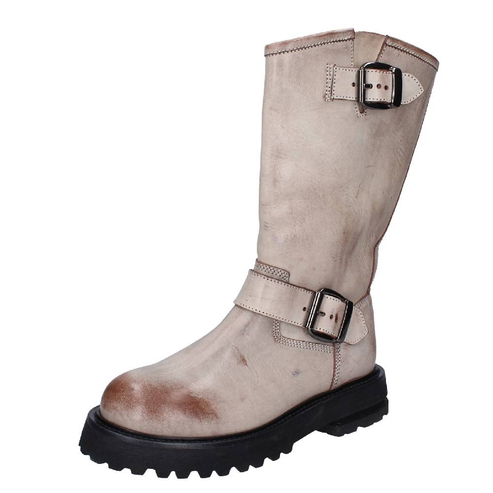 scarpe donna MOMA stivali marrone pelle beige 1DW340 VINTAGE EX517