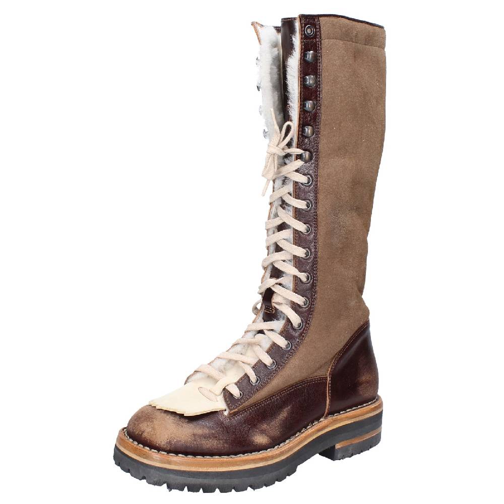 scarpe donna MOMA stivali marrone pelle camoscio 81304D VINTAGE EX514