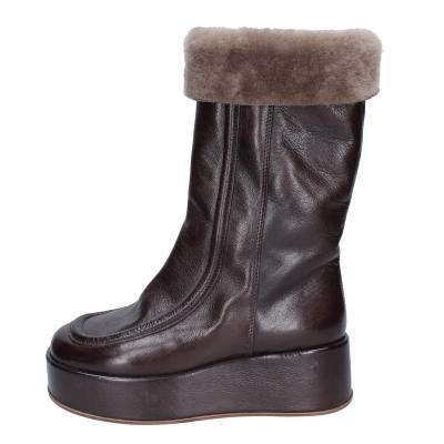 Scarpe Donna MOMA Stivali Marrone Pelle Pelliccia 1CW333 VINTAGE BD921