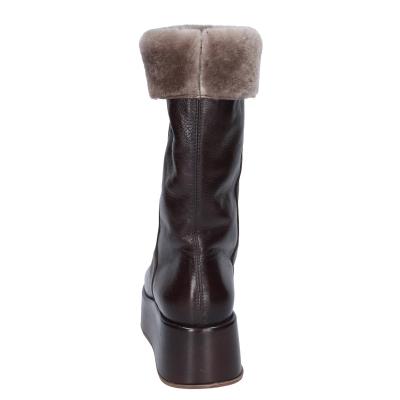 Scarpe Donna MOMA Stivali Marrone Pelle Pelliccia 1CW333 VINTAGE BD921