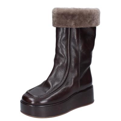 scarpe donna MOMA stivali marrone pelle pelliccia 1CW333 VINTAGE BD921