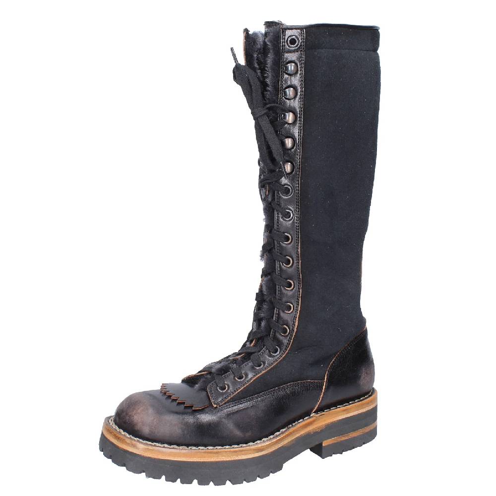 scarpe donna MOMA stivali nero pelle camoscio 81304D VINTAGE EX513