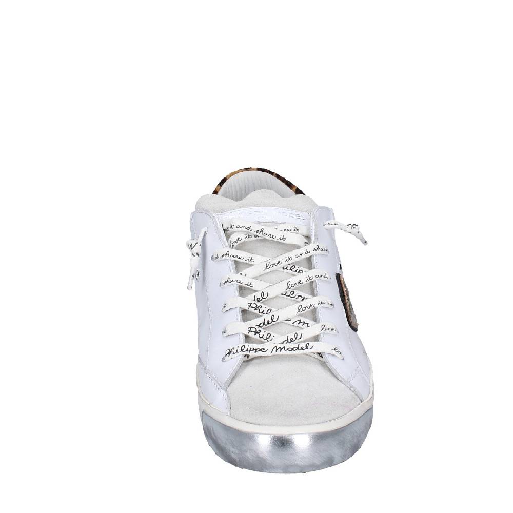 Scarpe Donna PHILIPPE MODEL Sneakers Bianco Paillettes Viola Camoscio VINT EX368