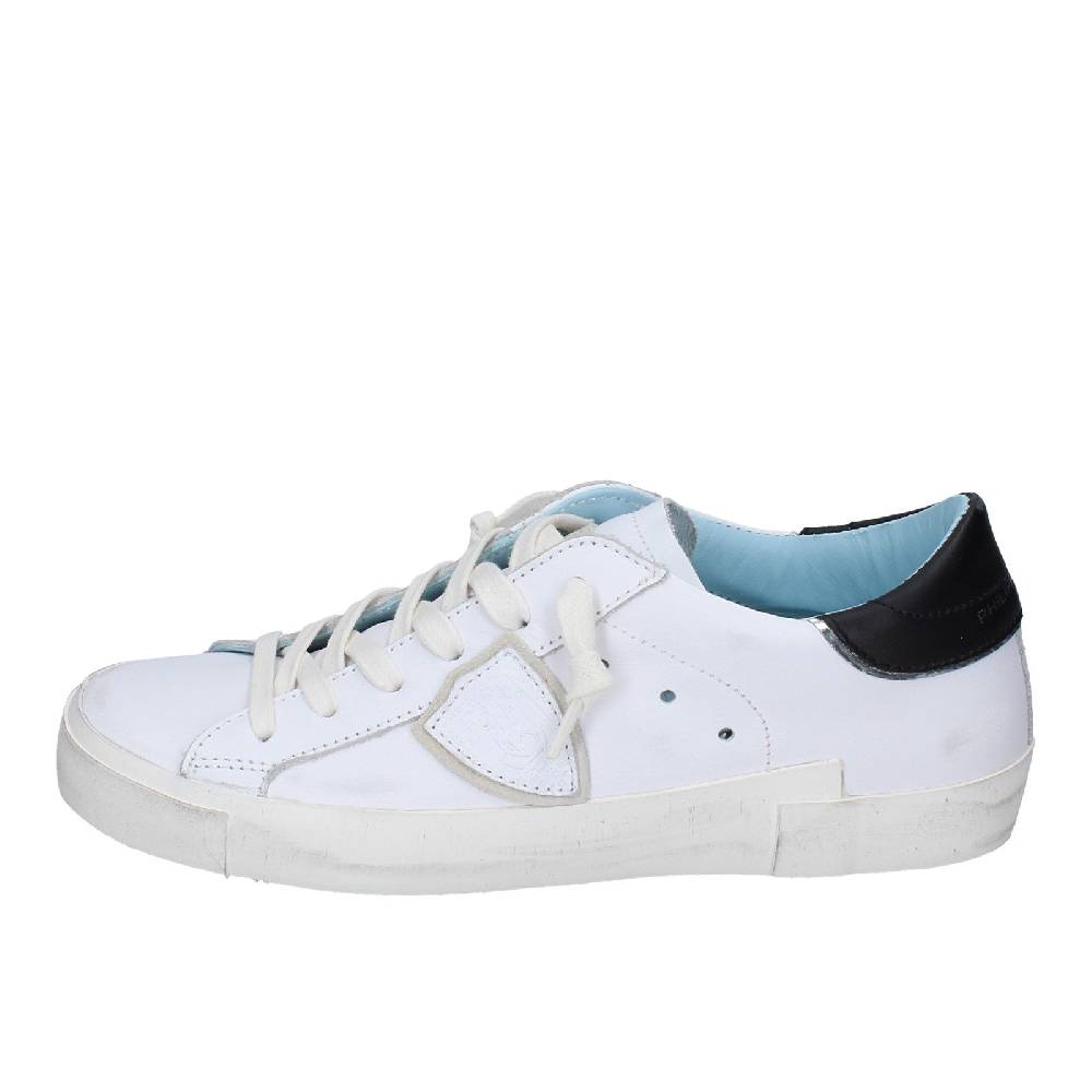 Scarpe Donna PHILIPPE MODEL Sneakers Bianco Pelle Nero VINTAGE EX355