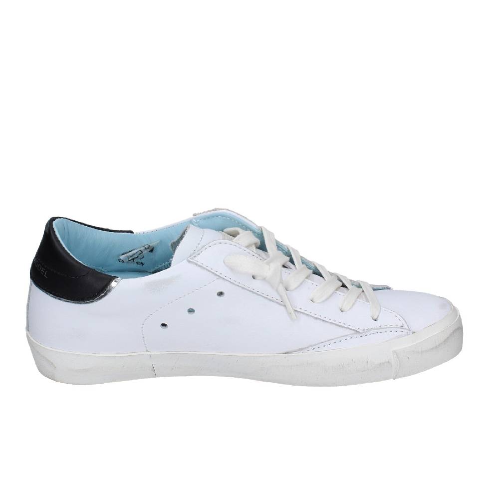 Scarpe Donna PHILIPPE MODEL Sneakers Bianco Pelle Nero VINTAGE EX355