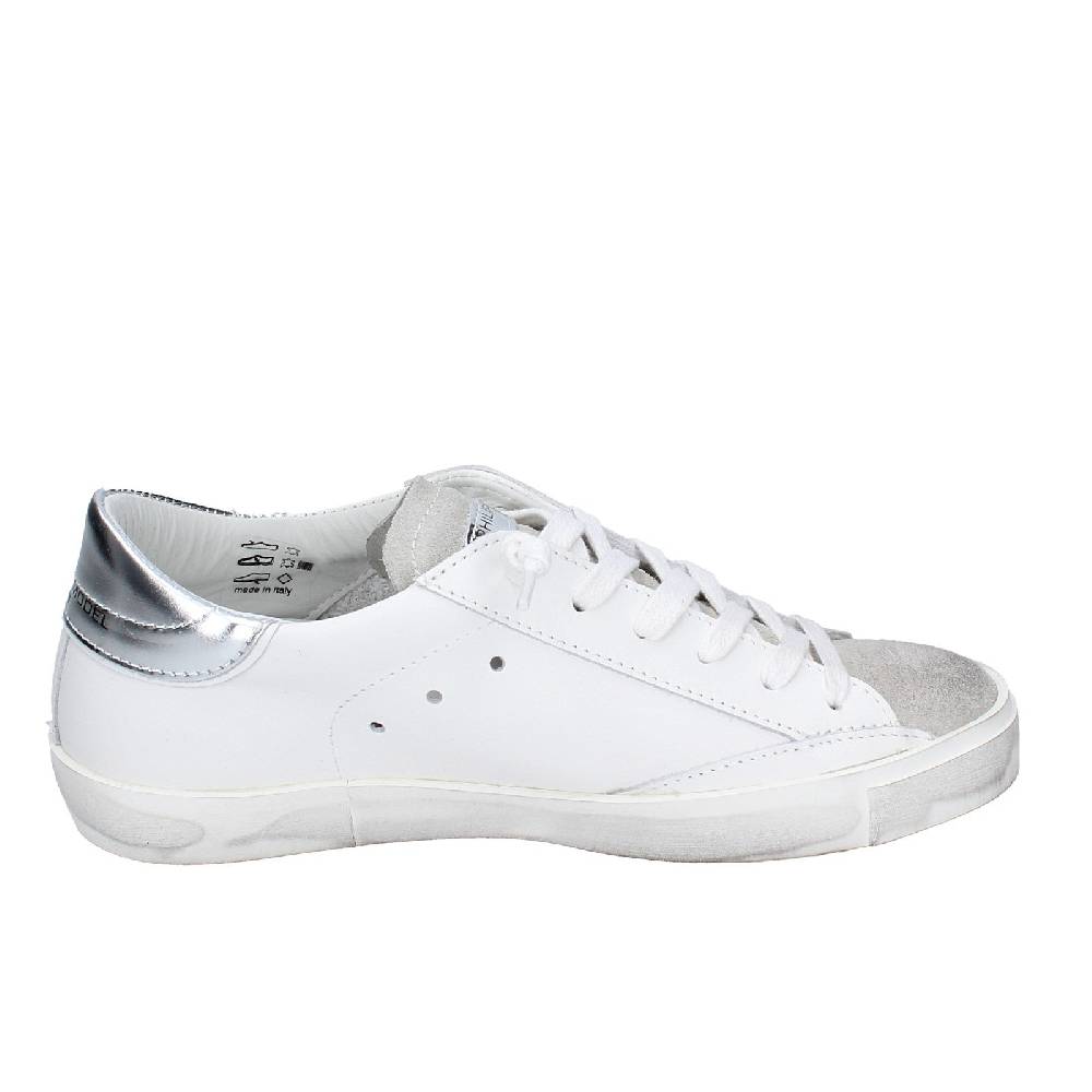 Scarpe Donna PHILIPPE MODEL Sneakers Bianco Pelle Beige Camoscio VINTAGE EX353