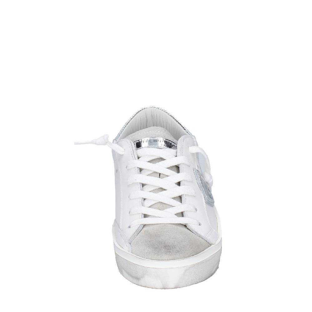 Scarpe Donna PHILIPPE MODEL Sneakers Bianco Pelle Beige Camoscio VINTAGE EX353