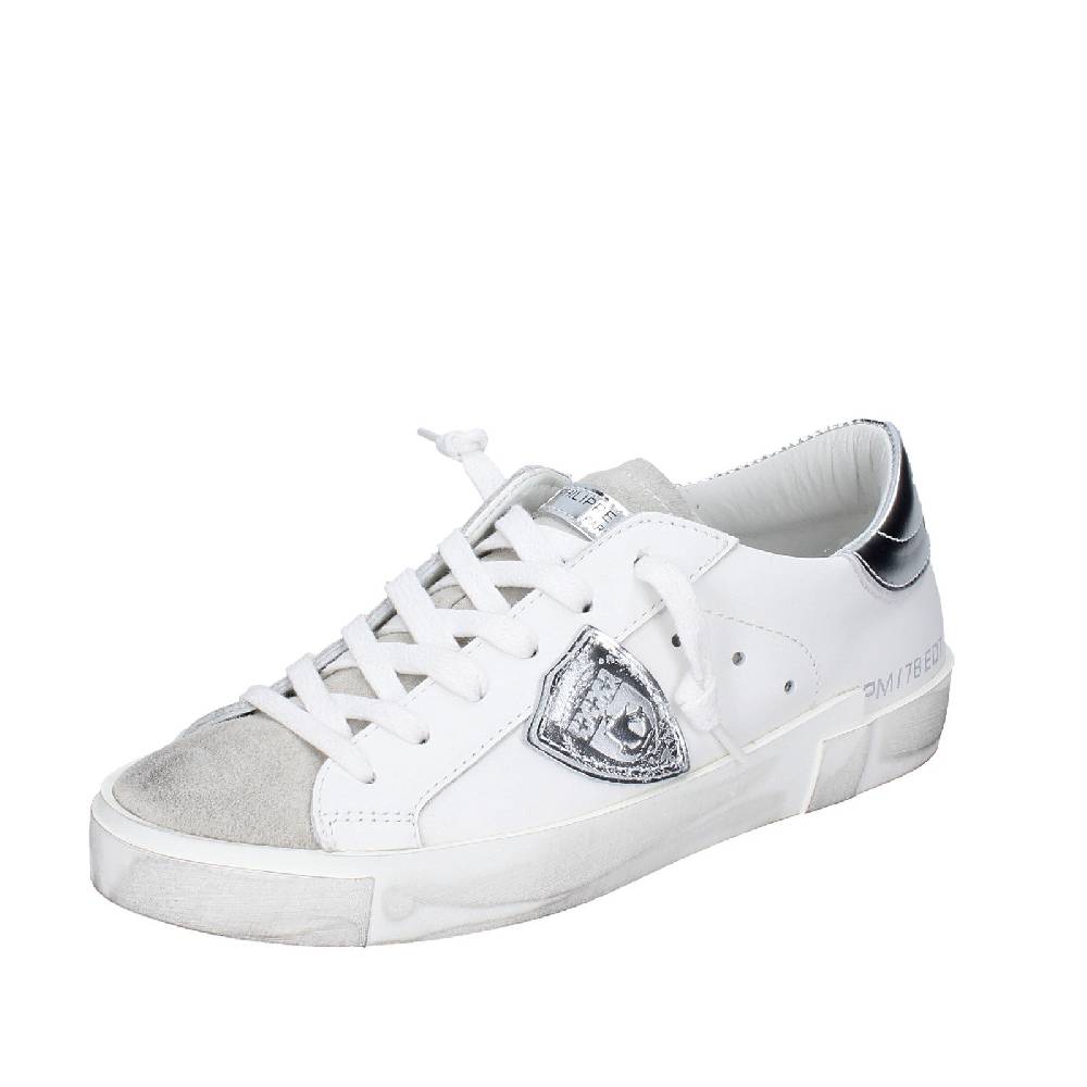 scarpe donna PHILIPPE MODEL sneakers bianco pelle beige camoscio VINTAGE EX353