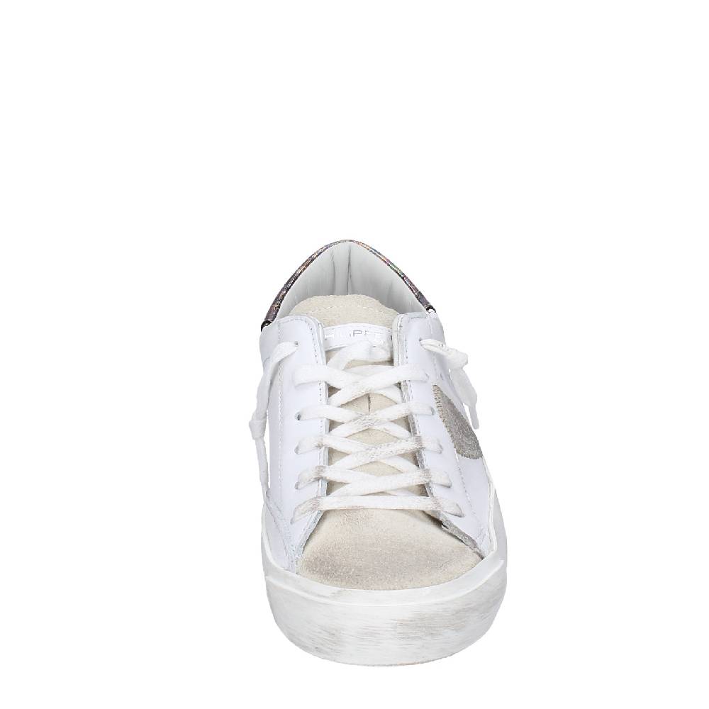 Scarpe Donna PHILIPPE MODEL Sneakers Bianco Pelle Beige Camoscio VINTAGE EX352