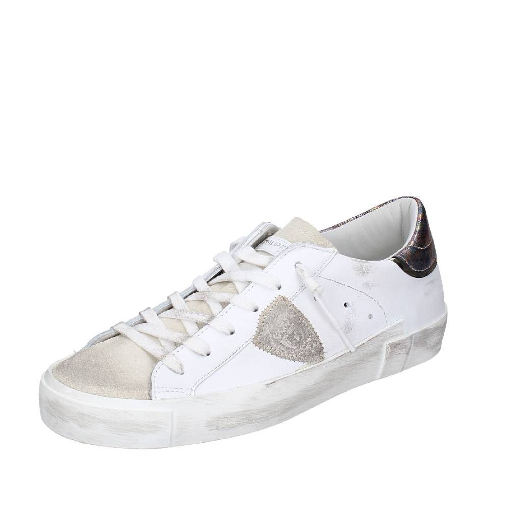 scarpe donna PHILIPPE MODEL sneakers bianco pelle beige camoscio VINTAGE EX352