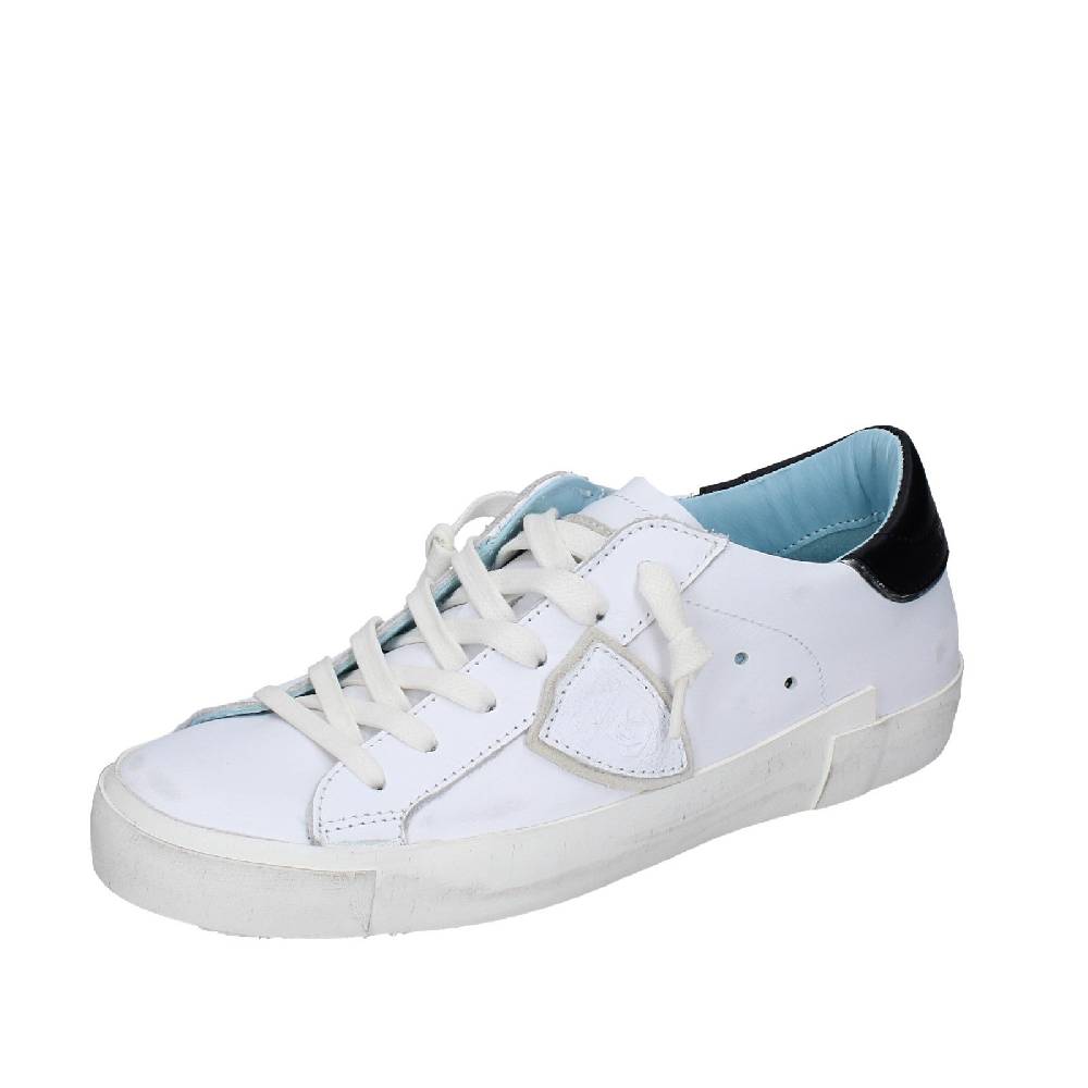scarpe donna PHILIPPE MODEL sneakers bianco pelle nero VINTAGE EX355