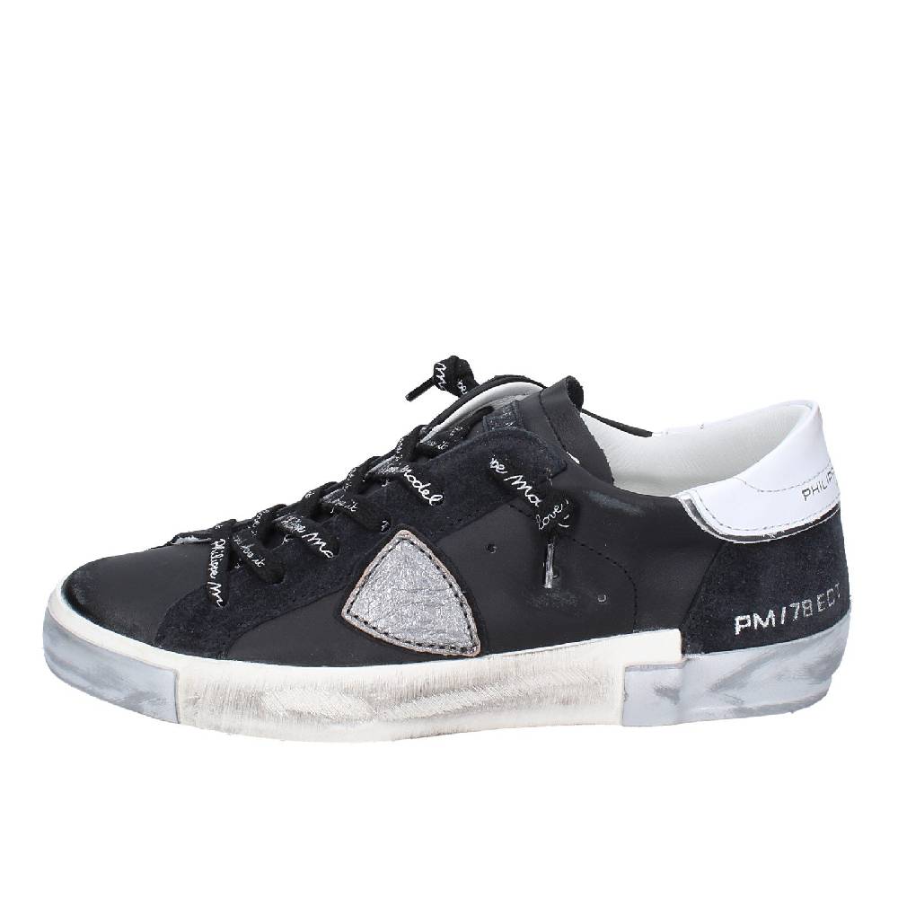 Scarpe Donna PHILIPPE MODEL Sneakers Nero Pelle Camoscio VINTAGE EX358