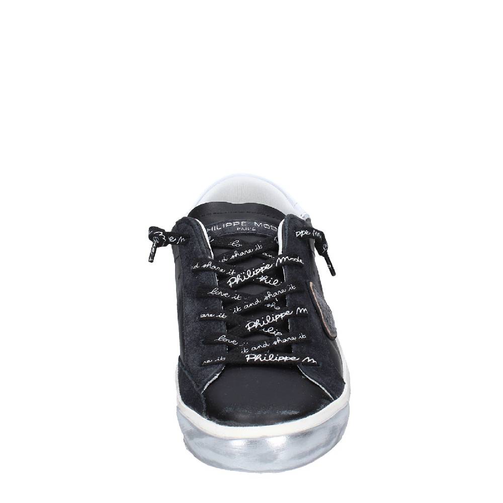 Scarpe Donna PHILIPPE MODEL Sneakers Nero Pelle Camoscio VINTAGE EX358