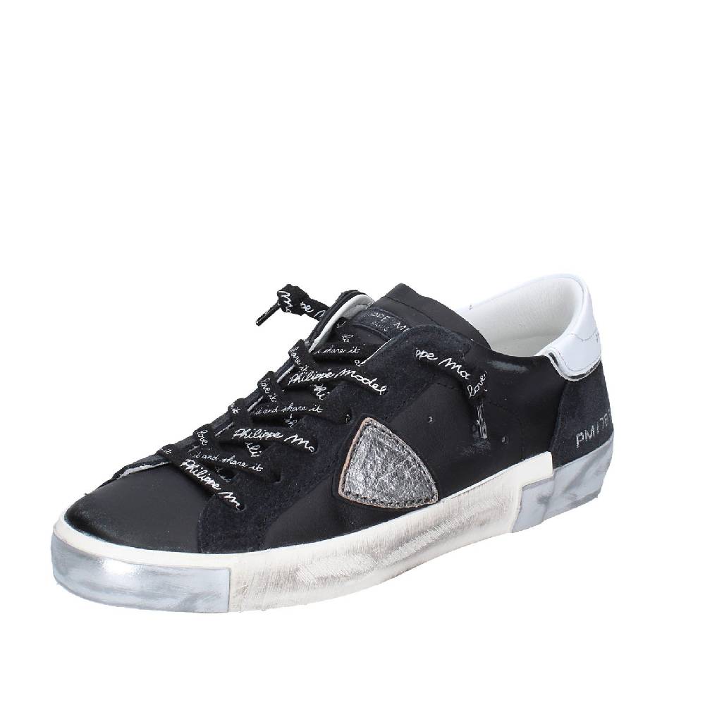 scarpe donna PHILIPPE MODEL sneakers nero pelle camoscio VINTAGE EX358