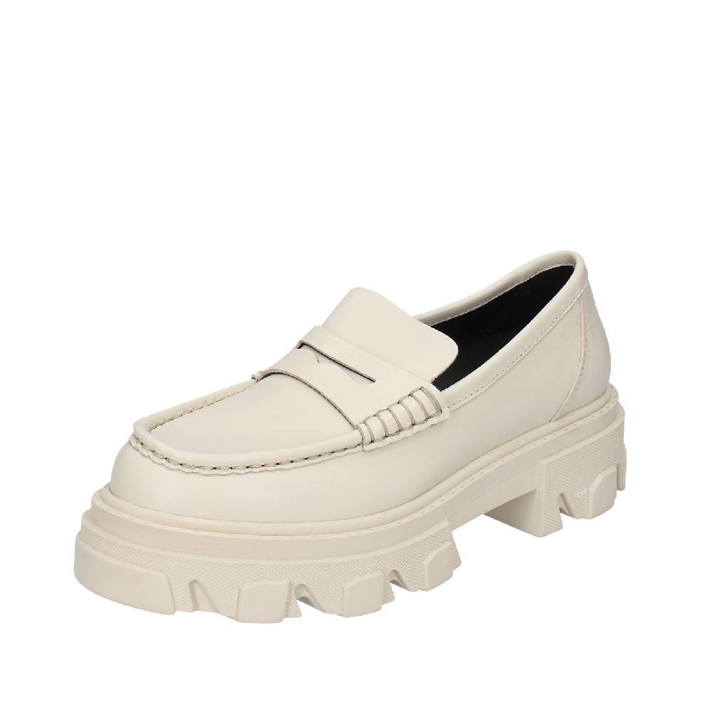 scarpe donna STOKTON mocassini beige pelle EY944