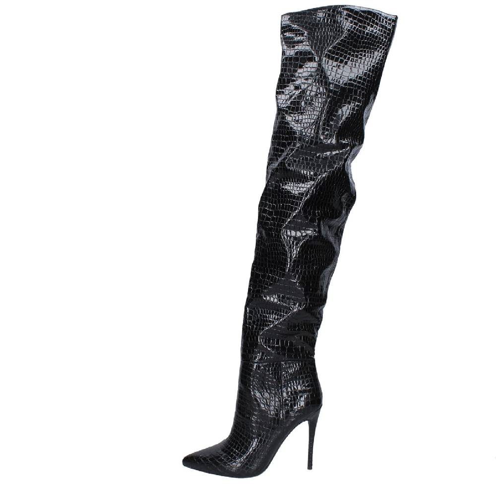 Scarpe Donna WINNIE MARLOW Stivali Nero Vernice EY276