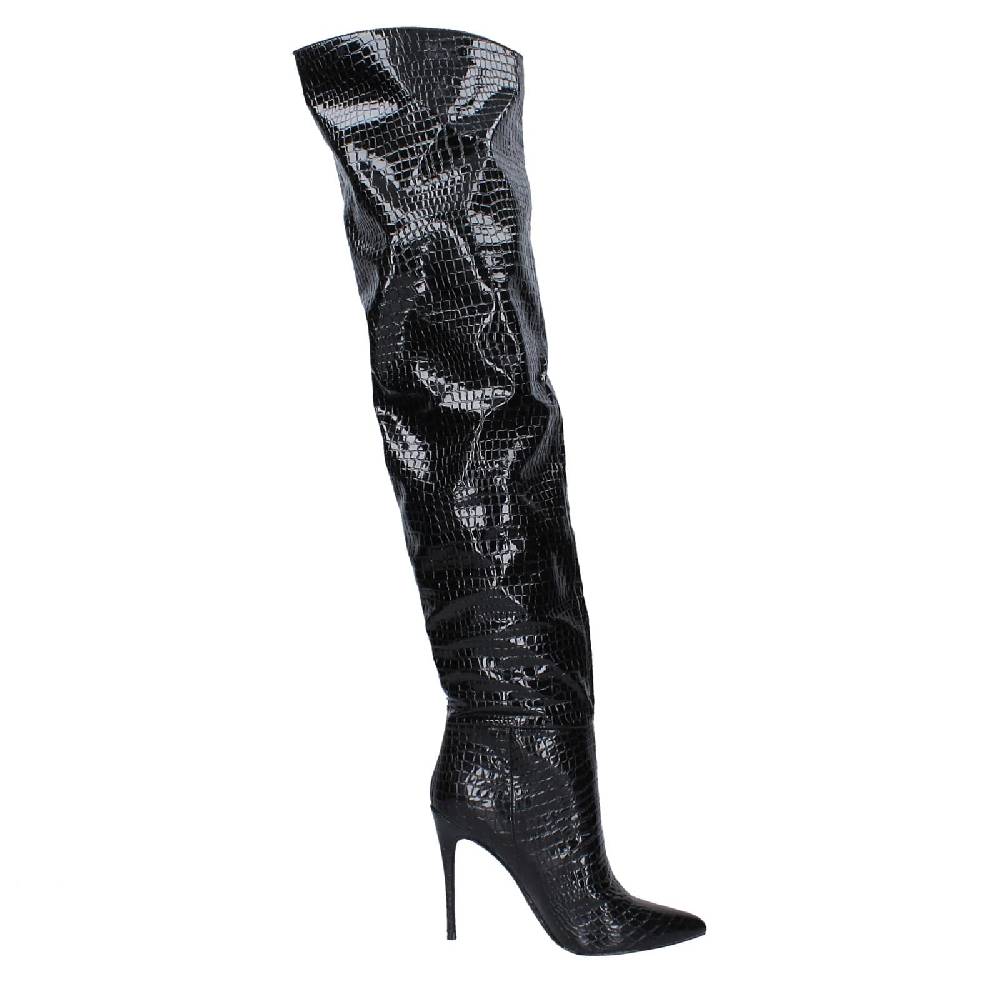 Scarpe Donna WINNIE MARLOW Stivali Nero Vernice EY276