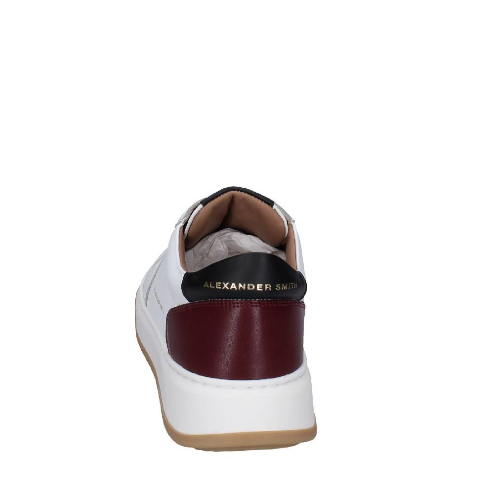 Scarpe Uomo ALEXANDER SMITH Sneakers Bianco Pelle Bordeaux EX600