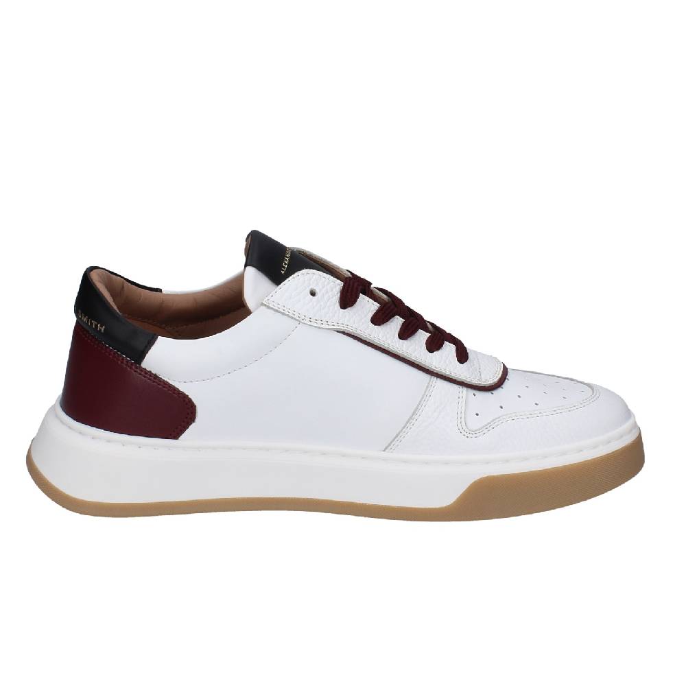 Scarpe Uomo ALEXANDER SMITH Sneakers Bianco Pelle Bordeaux EX600