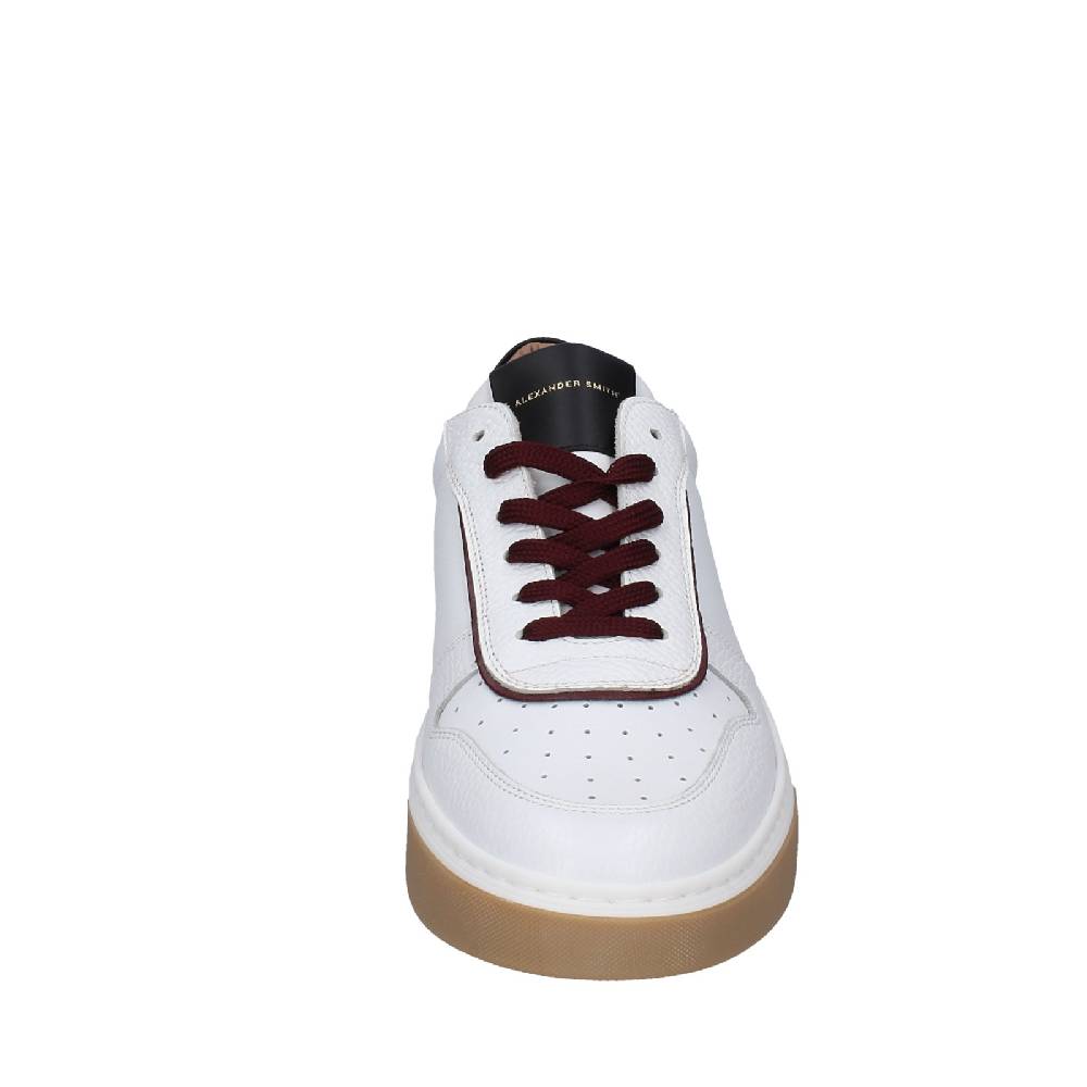 Scarpe Uomo ALEXANDER SMITH Sneakers Bianco Pelle Bordeaux EX600