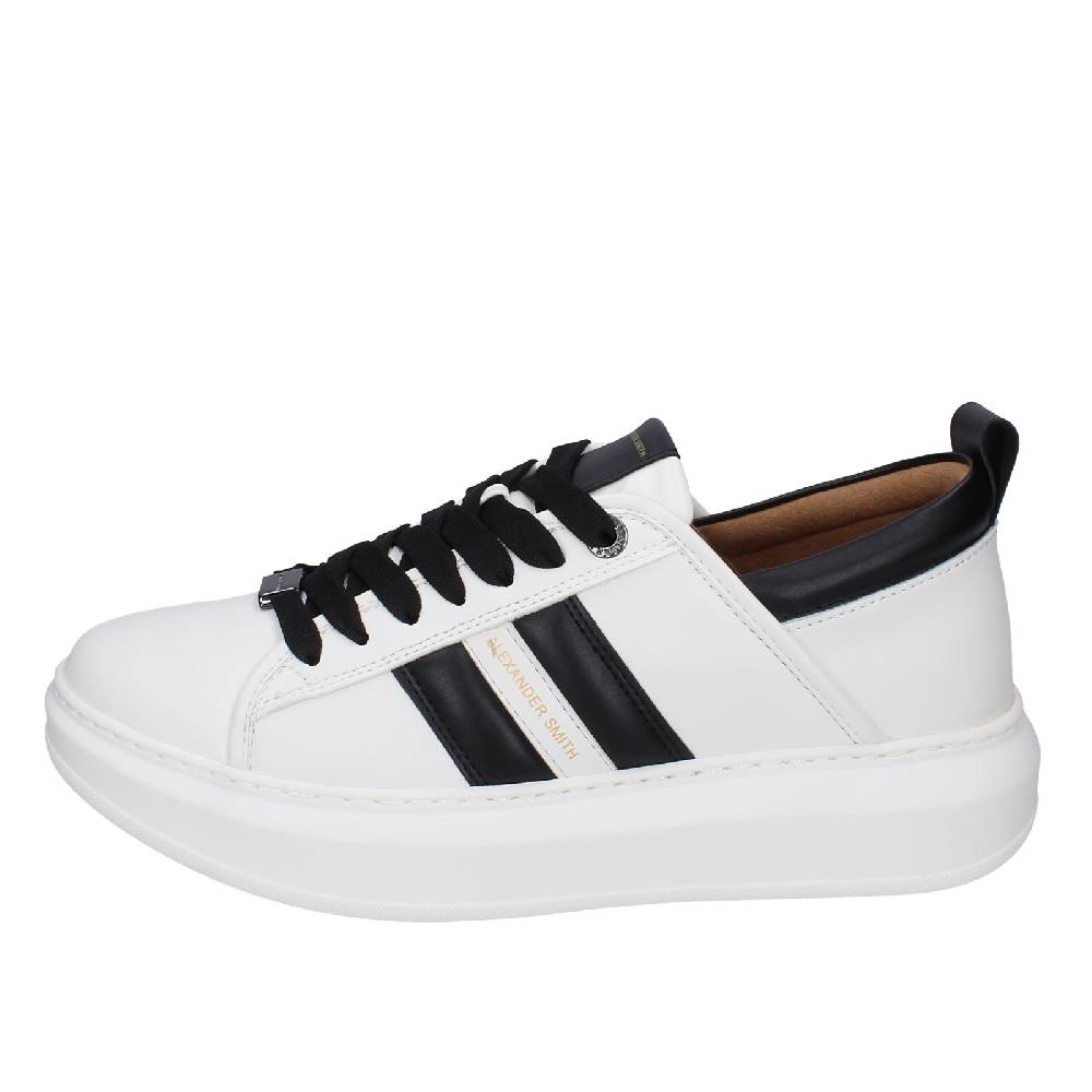 Scarpe Uomo ALEXANDER SMITH Sneakers Bianco Pelle Sintetica Nero EX598