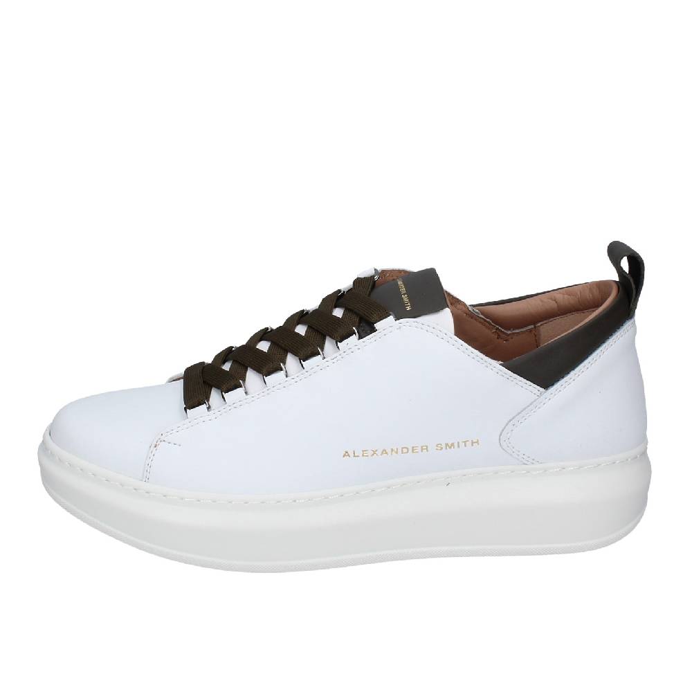 Scarpe Uomo ALEXANDER SMITH Sneakers Bianco Pelle Verde EX529