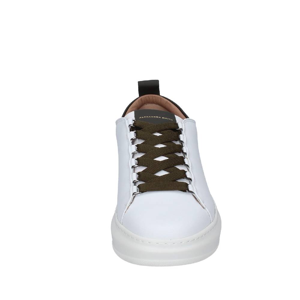 Scarpe Uomo ALEXANDER SMITH Sneakers Bianco Pelle Verde EX529