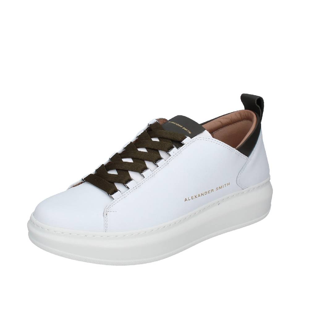 scarpe uomo ALEXANDER SMITH sneakers bianco pelle verde EX529