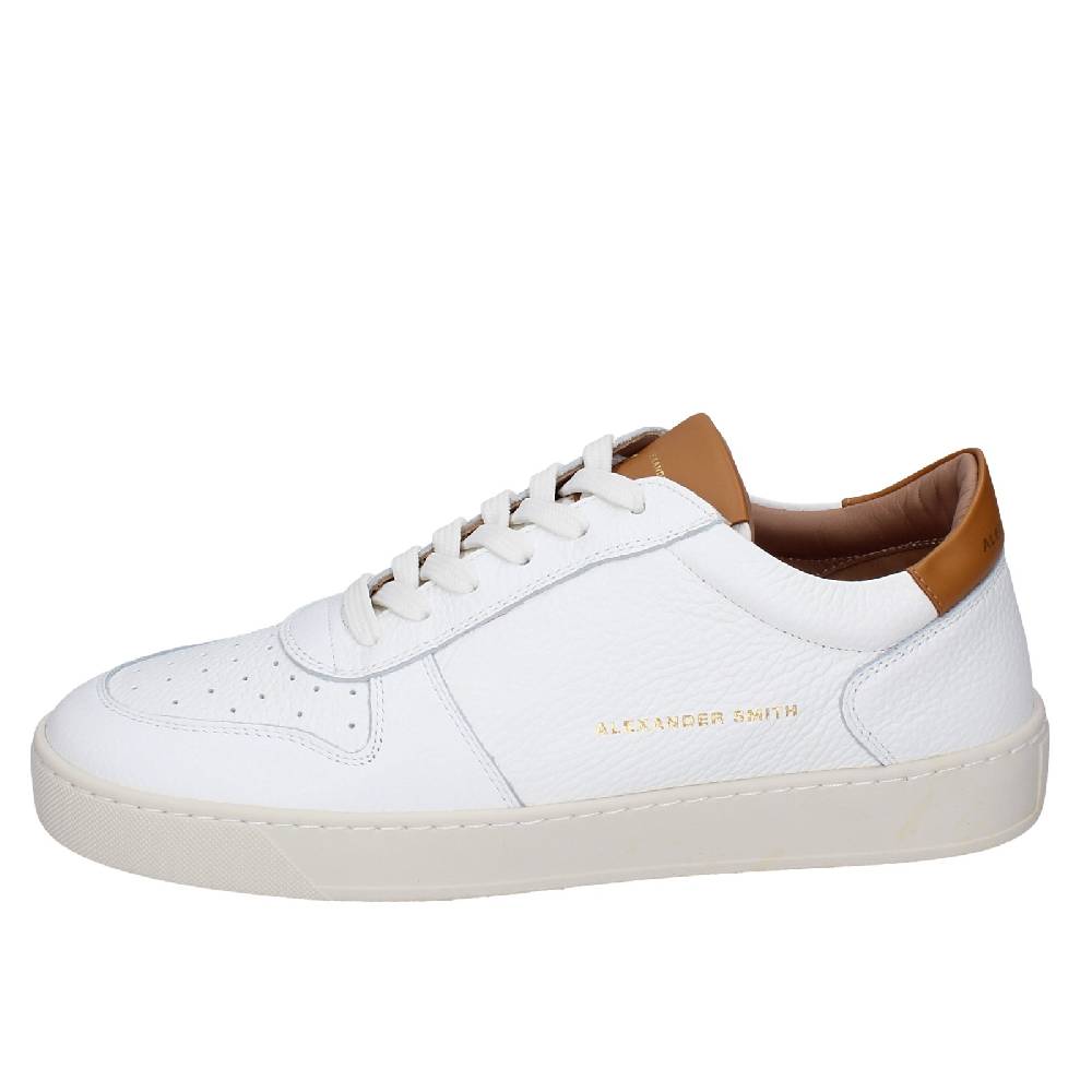 Scarpe Uomo ALEXANDER SMITH Sneakers Bianco Pelle Marrone EX540