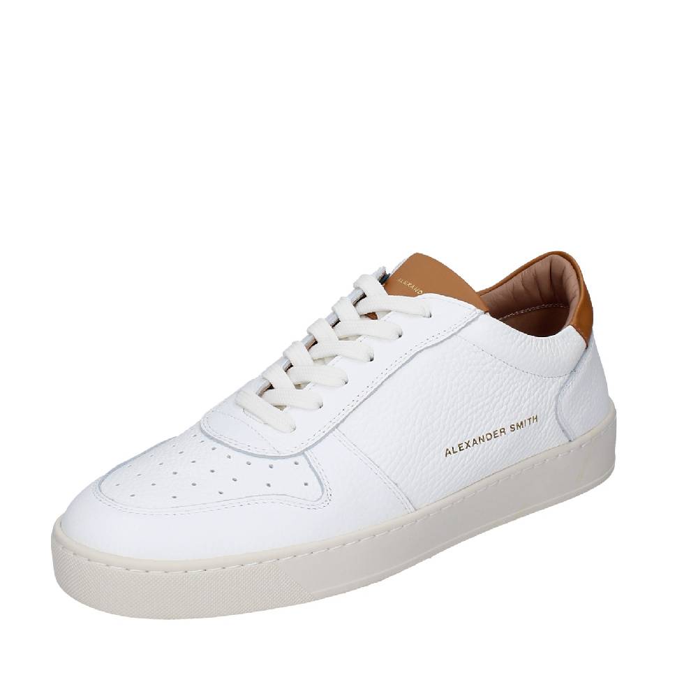 scarpe uomo ALEXANDER SMITH sneakers bianco pelle marrone EX540