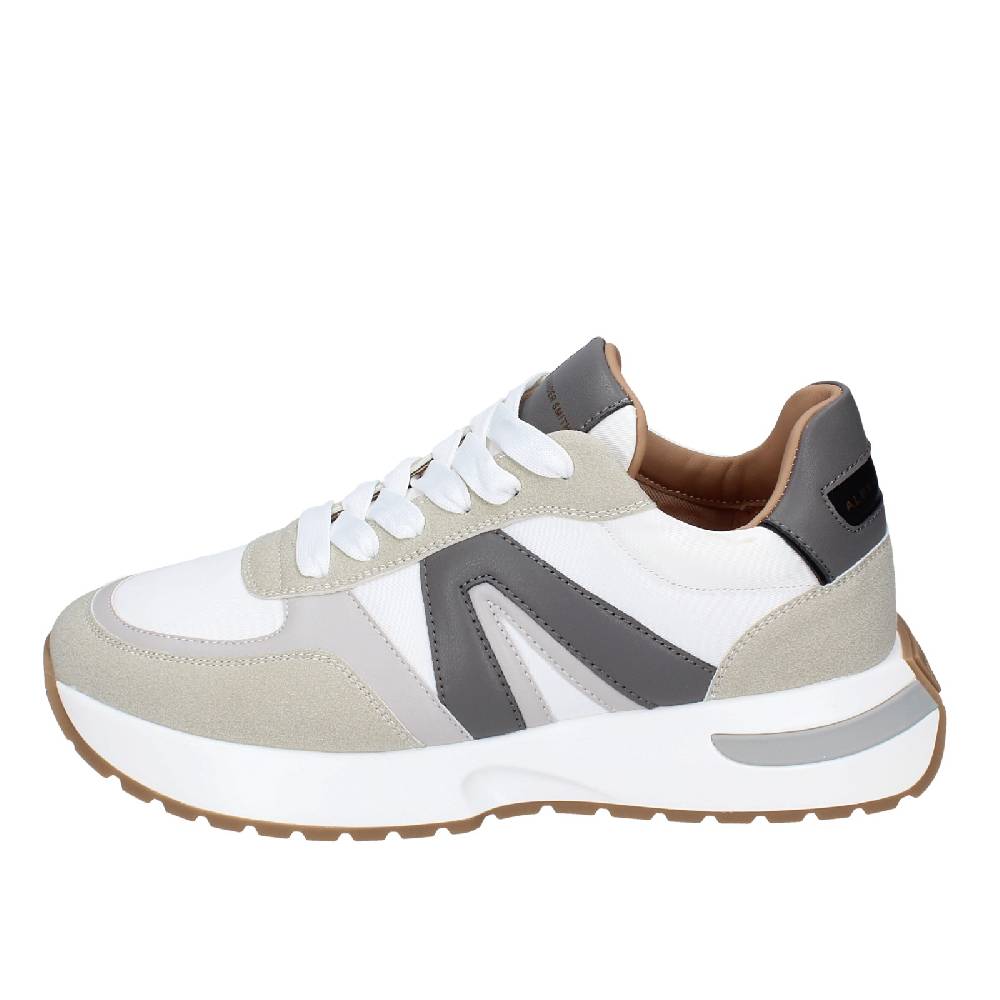 Scarpe Uomo ALEXANDER SMITH Sneakers Bianco Tessuto Beige Pelle EX536