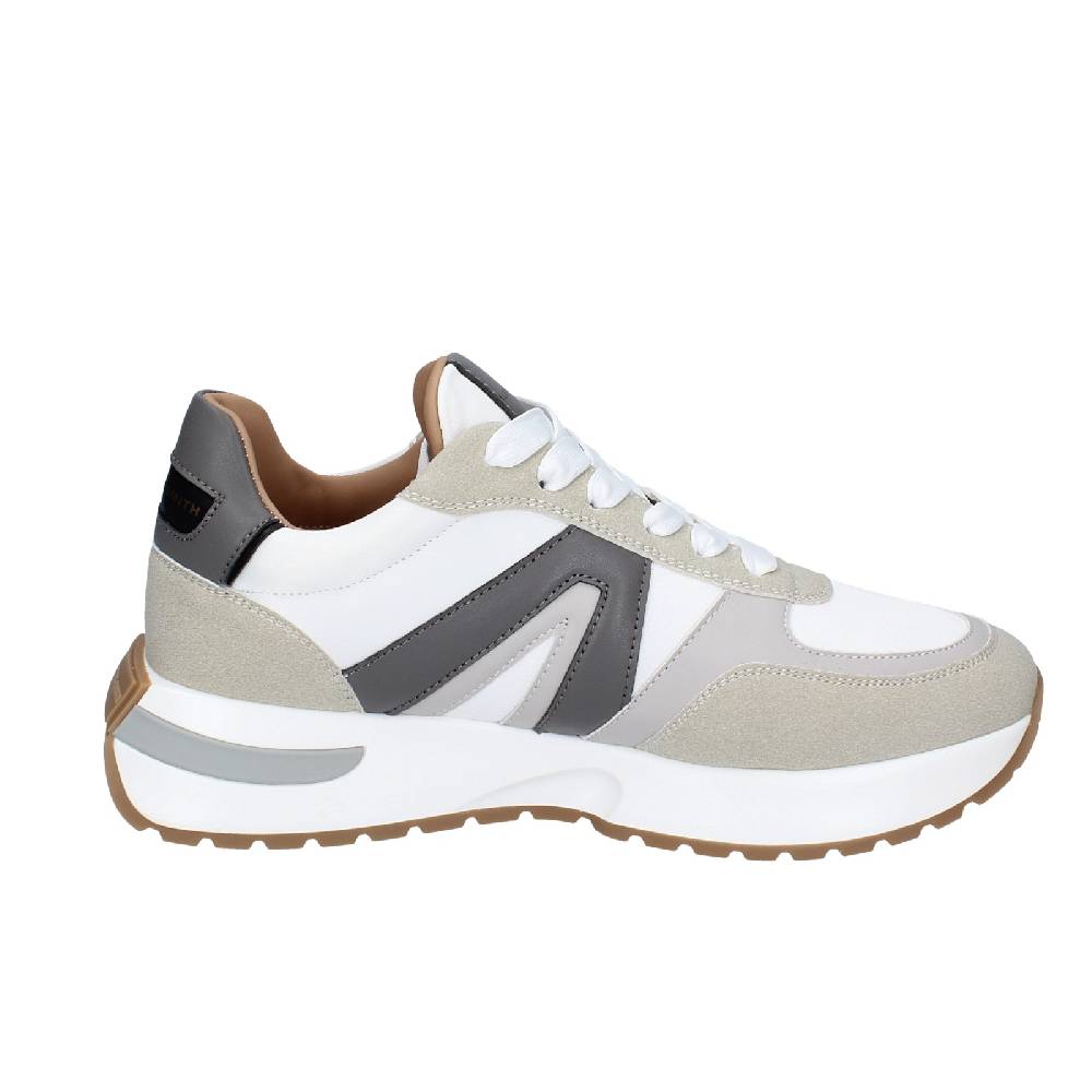 Scarpe Uomo ALEXANDER SMITH Sneakers Bianco Tessuto Beige Pelle EX536