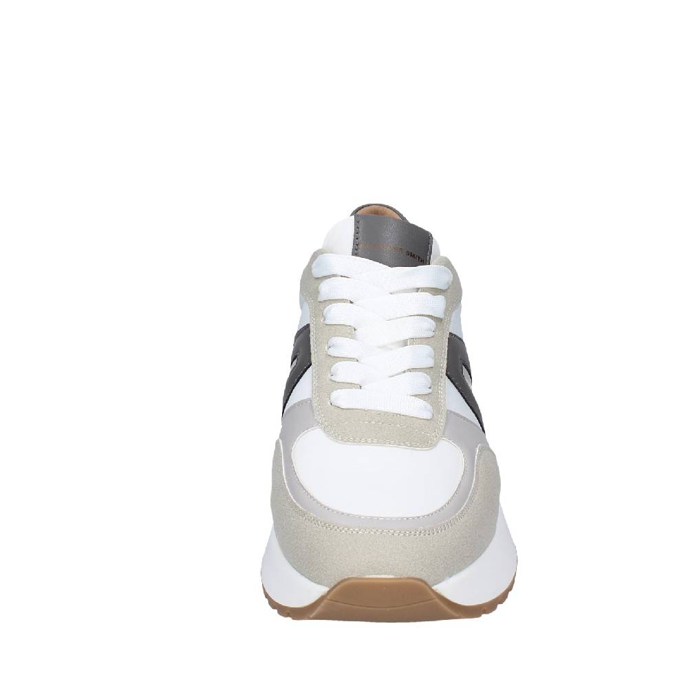 Scarpe Uomo ALEXANDER SMITH Sneakers Bianco Tessuto Beige Pelle EX536