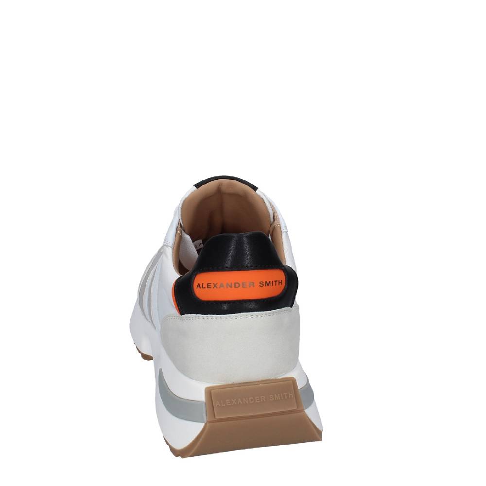 Scarpe Uomo ALEXANDER SMITH Sneakers Bianco Tessuto Pelle EX538