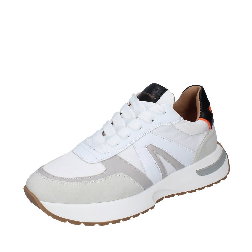 scarpe uomo ALEXANDER SMITH sneakers bianco tessuto pelle EX538