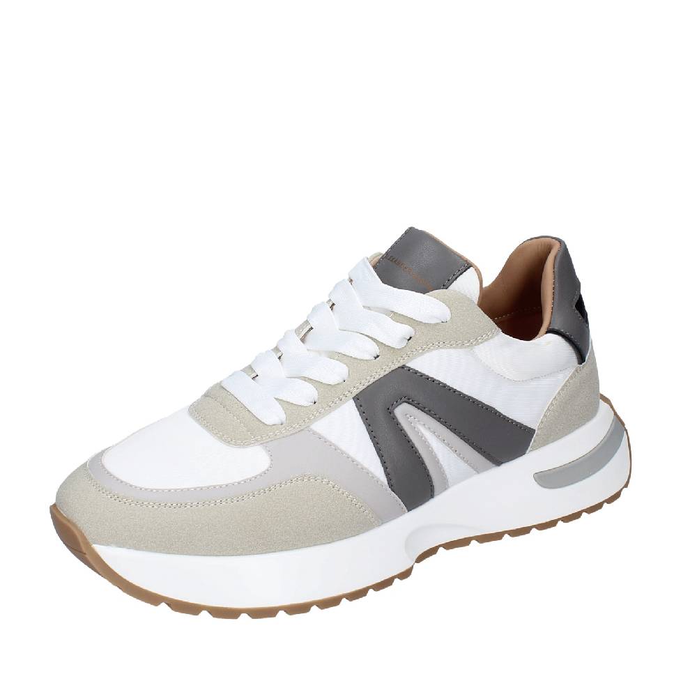 scarpe uomo ALEXANDER SMITH sneakers bianco tessuto beige pelle EX536