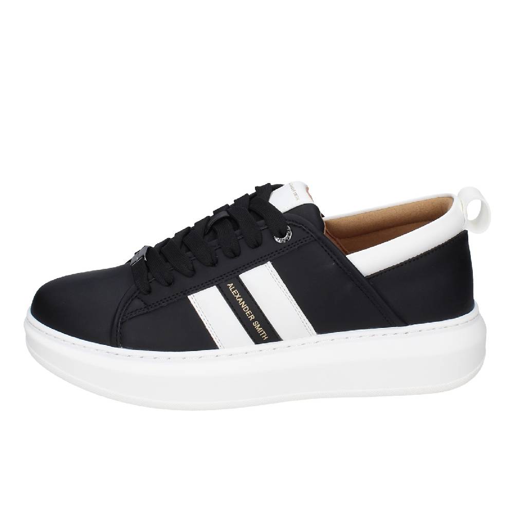 Scarpe Uomo ALEXANDER SMITH Sneakers Nero Pelle Sintetica Bianco EX602