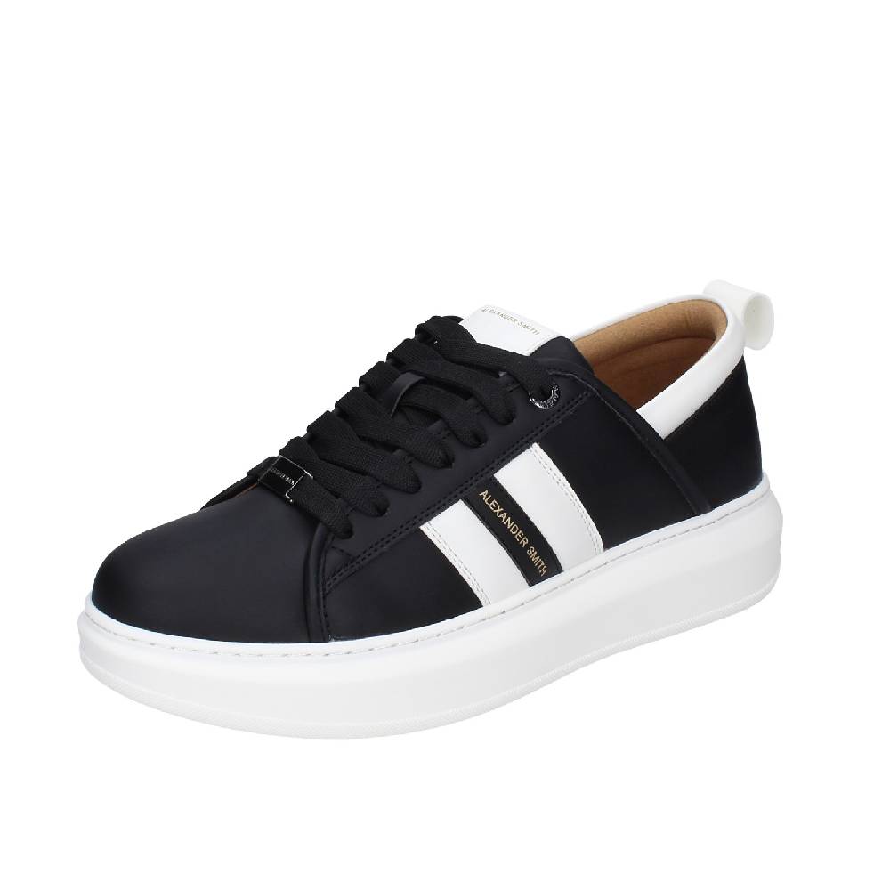 scarpe uomo ALEXANDER SMITH sneakers nero pelle sintetica bianco EX602