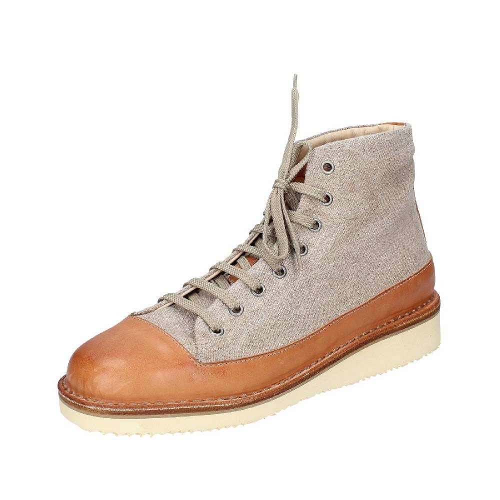 scarpe uomo ASTORFLEX stivaletti beige tessuto marrone pelle EY705