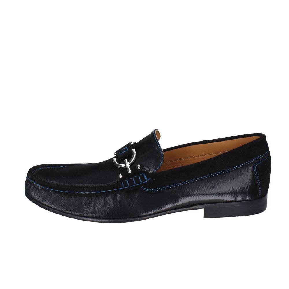 Scarpe Uomo DONALD PLINER Mocassini Nero Pelle Lucida Camoscio EY136