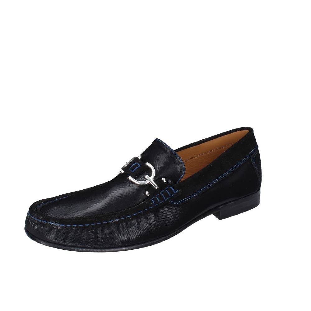 scarpe uomo DONALD PLINER mocassini nero pelle lucida camoscio EY136